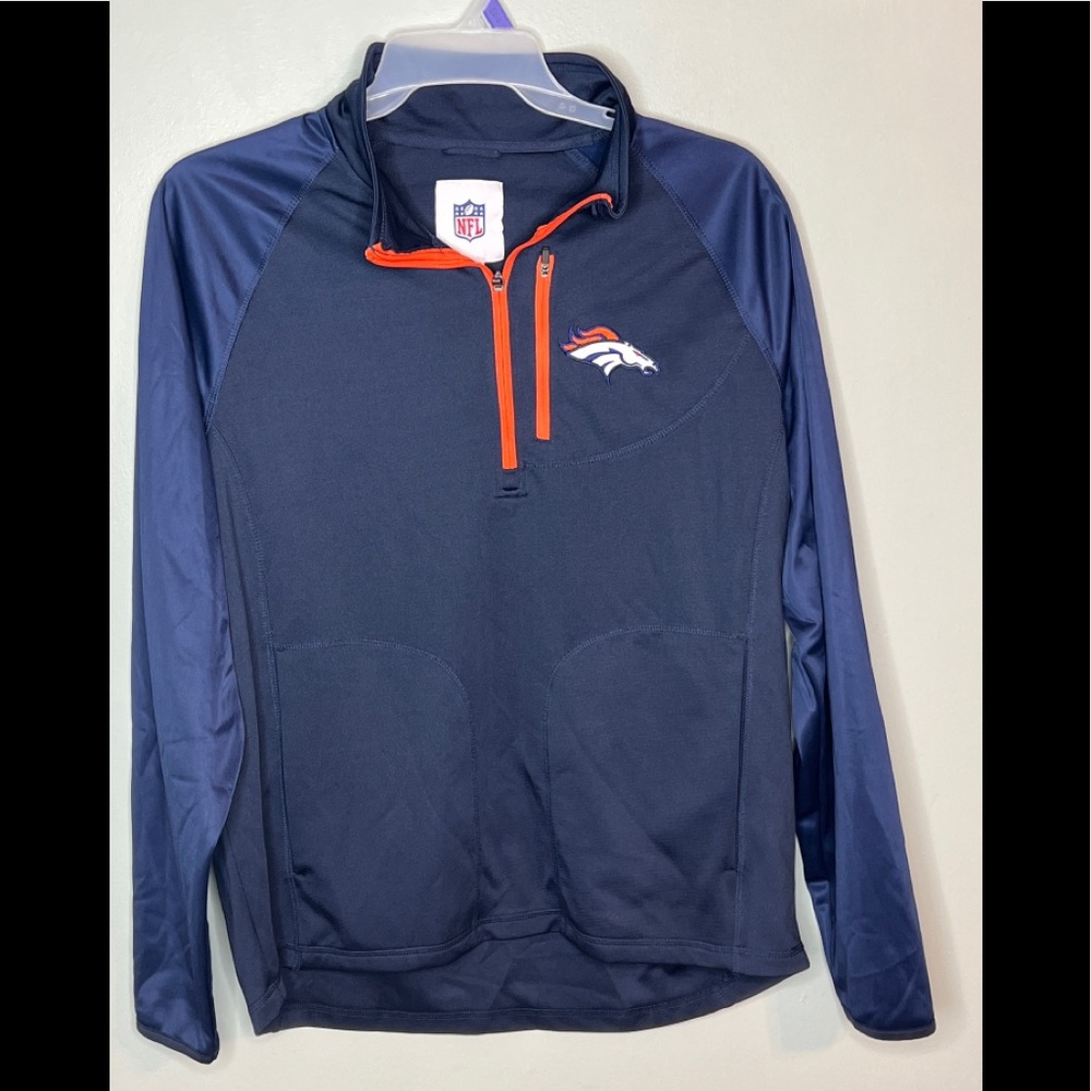 NFL Denver Broncos Athletic Light Weight Quarter Zip Pullover Large.